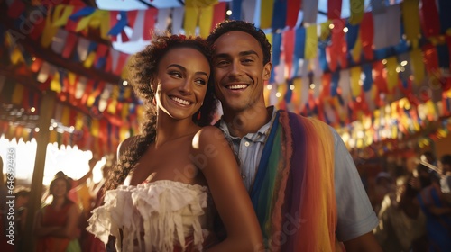 Brazilian Couple Dancing at Festa Junina