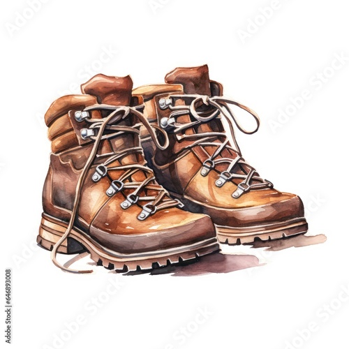 Pair of Hiking Boots Ready for Adventure isolated on white background
