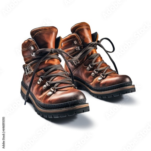 Pair of Hiking Boots Ready for Adventure isolated on white background
