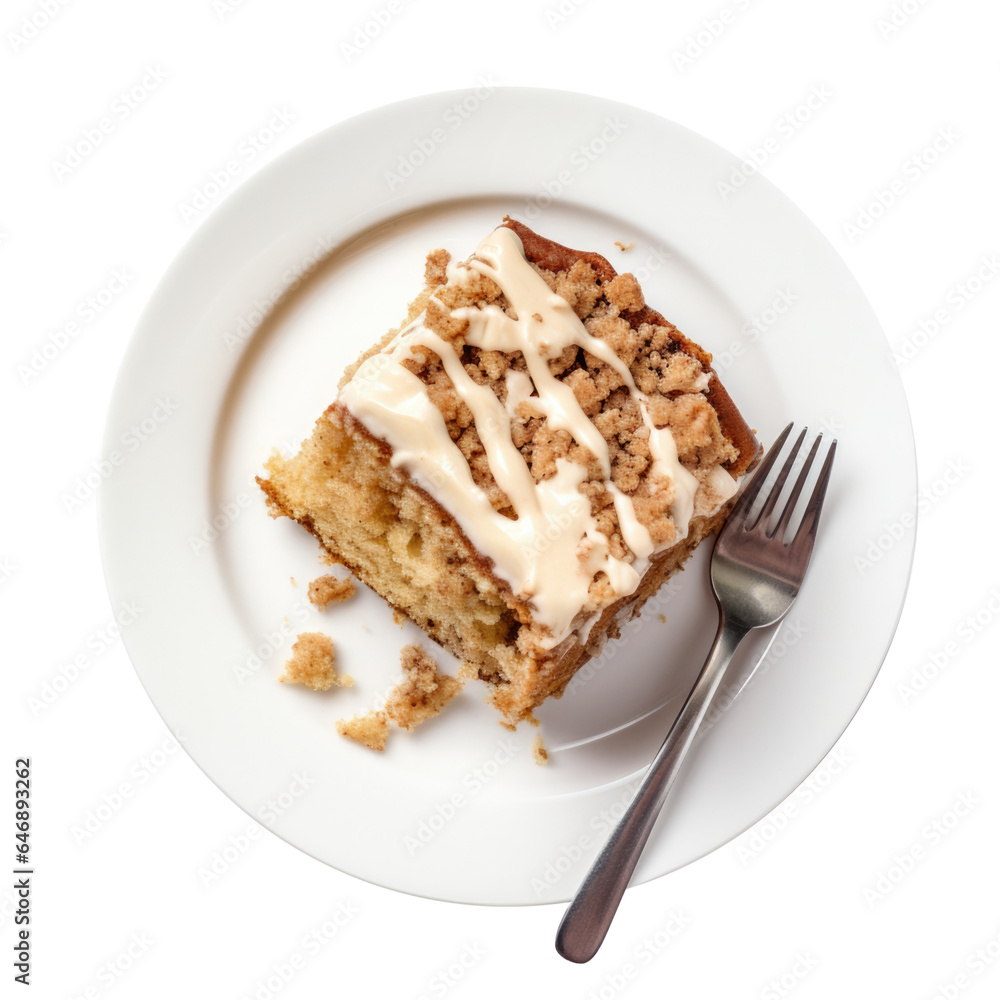 A Plate of Coffee Cake Isolated on a Transparent Background A Plate of Coffee Cake Isolated on a Transparent Background