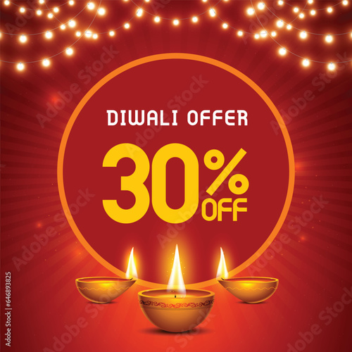 Diwali sale special offer unit with lights and diya
