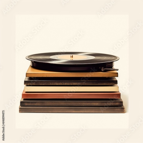 Vintage Vinyl Records Stack  Music Appreciation and Retro Charm