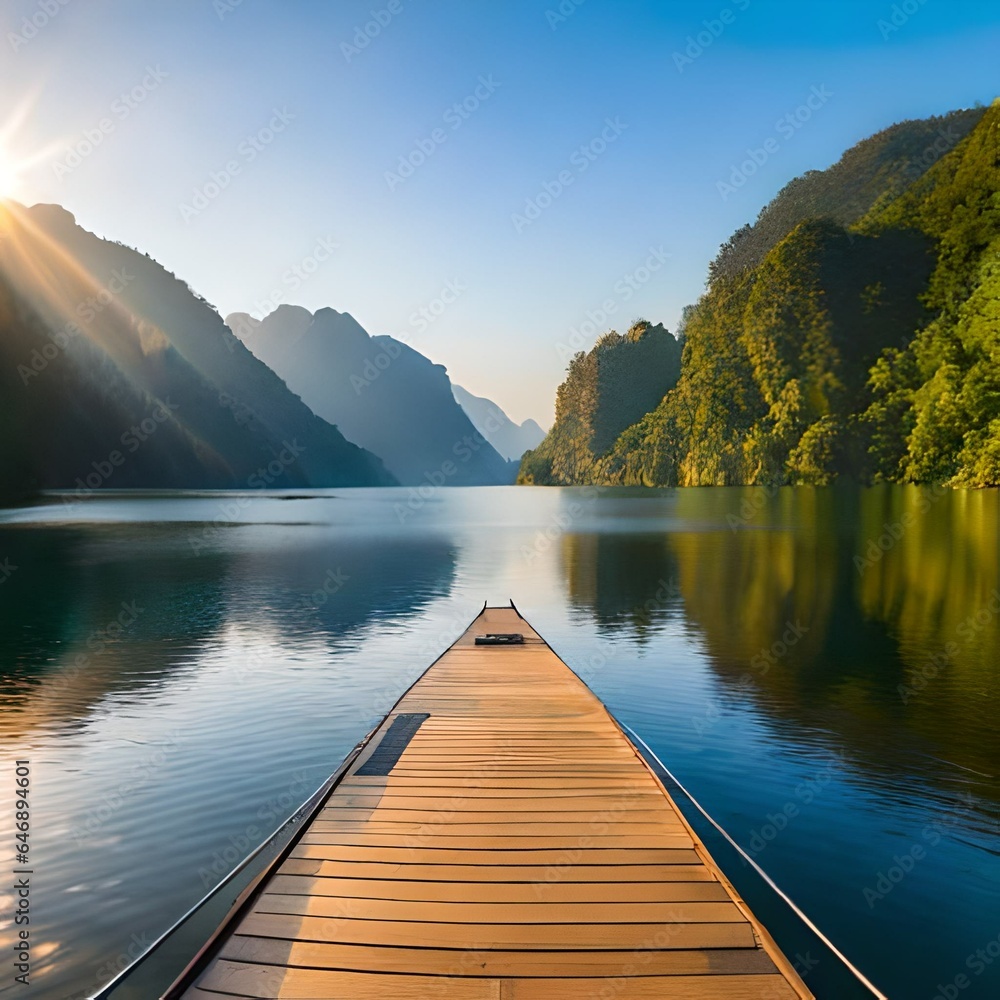 Feel peace and relax in Cheow Lan or Ratchaprapha Dam, Surat Thani, Thailand.AI generated Feel peace and relax in Cheow Lan or Ratchaprapha Dam, Surat Thani, Thailand.AI generated
