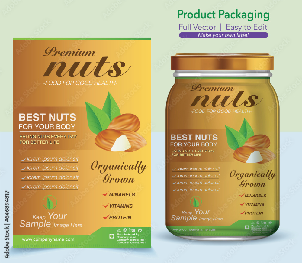 Nuts Label, Nuts packaging, Label Nut, Label and Packaging, organic