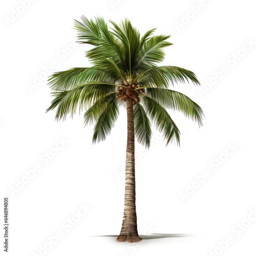 Tropical Palm Tree Isolated on White Background - Ideal for Travel and Relaxation Themes