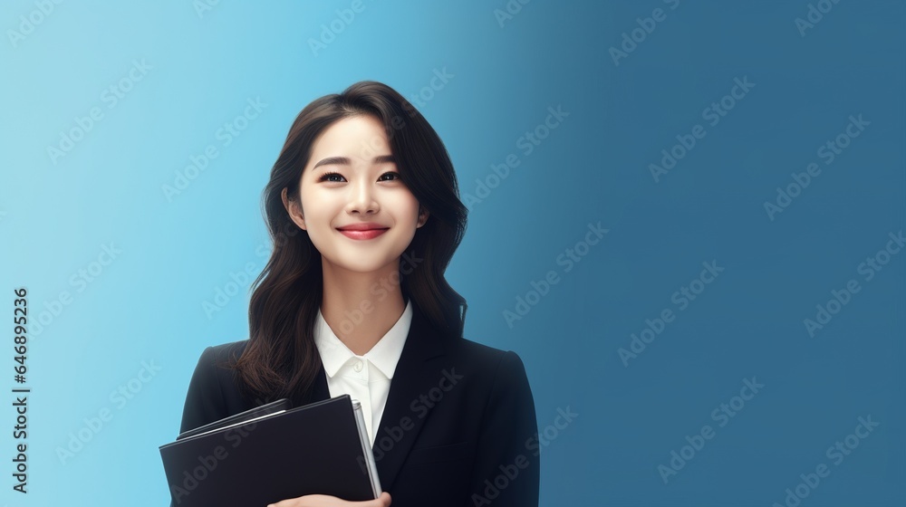 image of a businesswoman standing with her arms crossed on a blue background image of a businesswoman standing with her arms crossed on a blue background