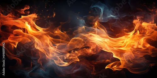 Abstract Flames with Sparks on Dark Background