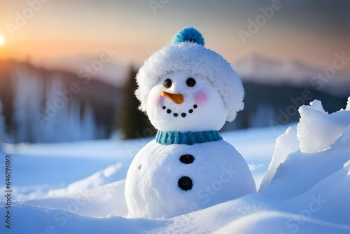 snowman in the snow generated AI © Kainat