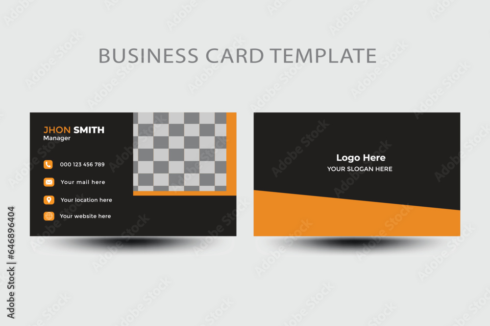 Modern and minimalist orange color business card layout.