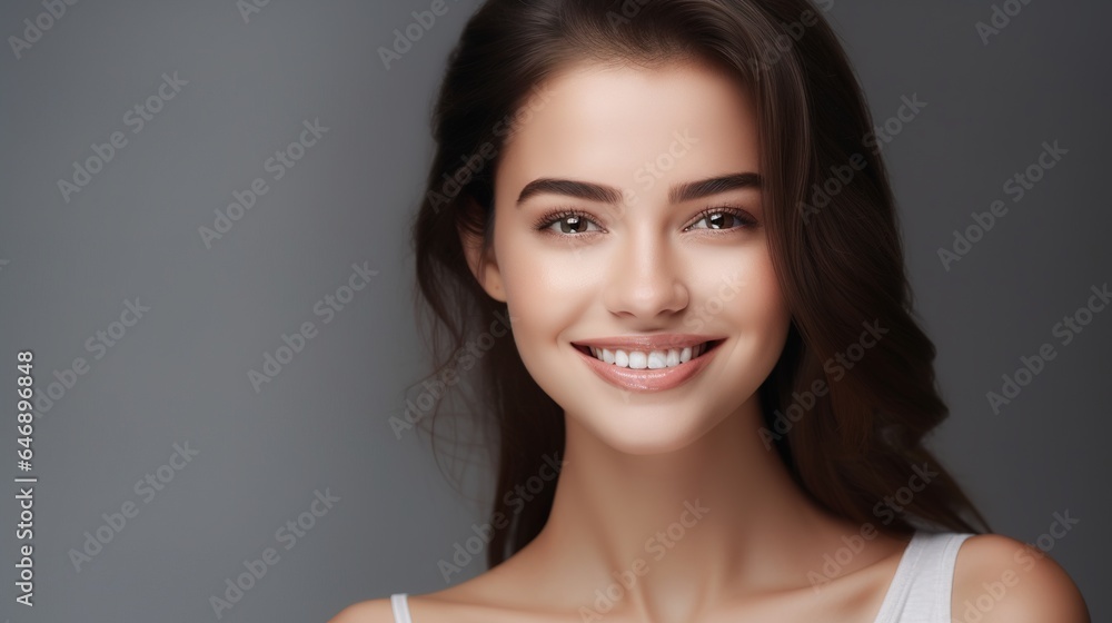 Obraz premium Beautiful young woman with clean fresh skin Face care, facial treatment, commercial concept.