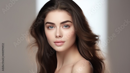 Beautiful young woman with clean fresh skin Face care, facial treatment, commercial concept.