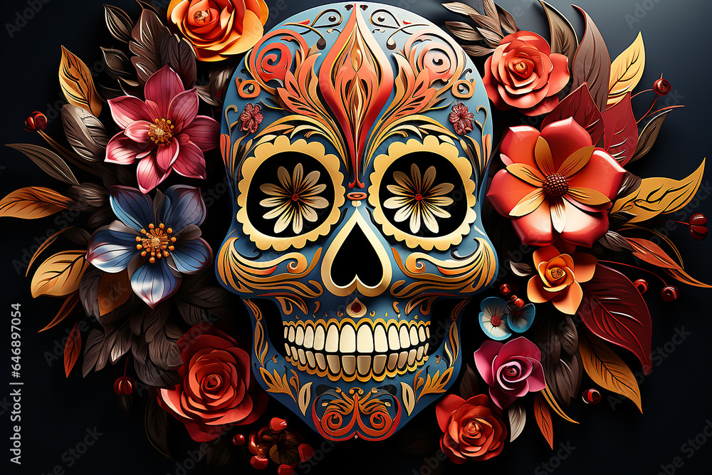 Day of the dead mexican skull pattern