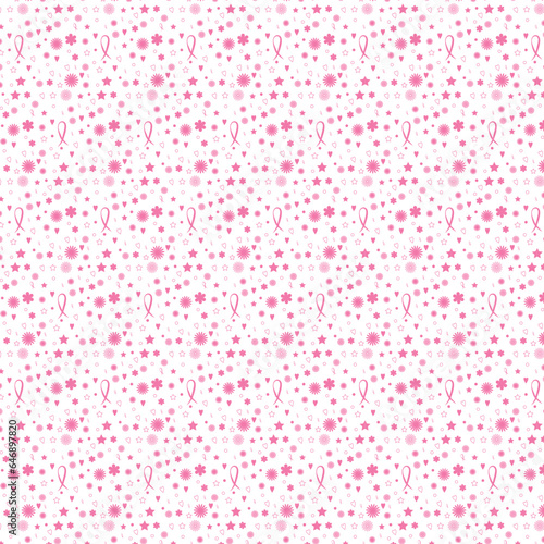 Breast cancer awareness pink ribbon background pattern and vector illustration