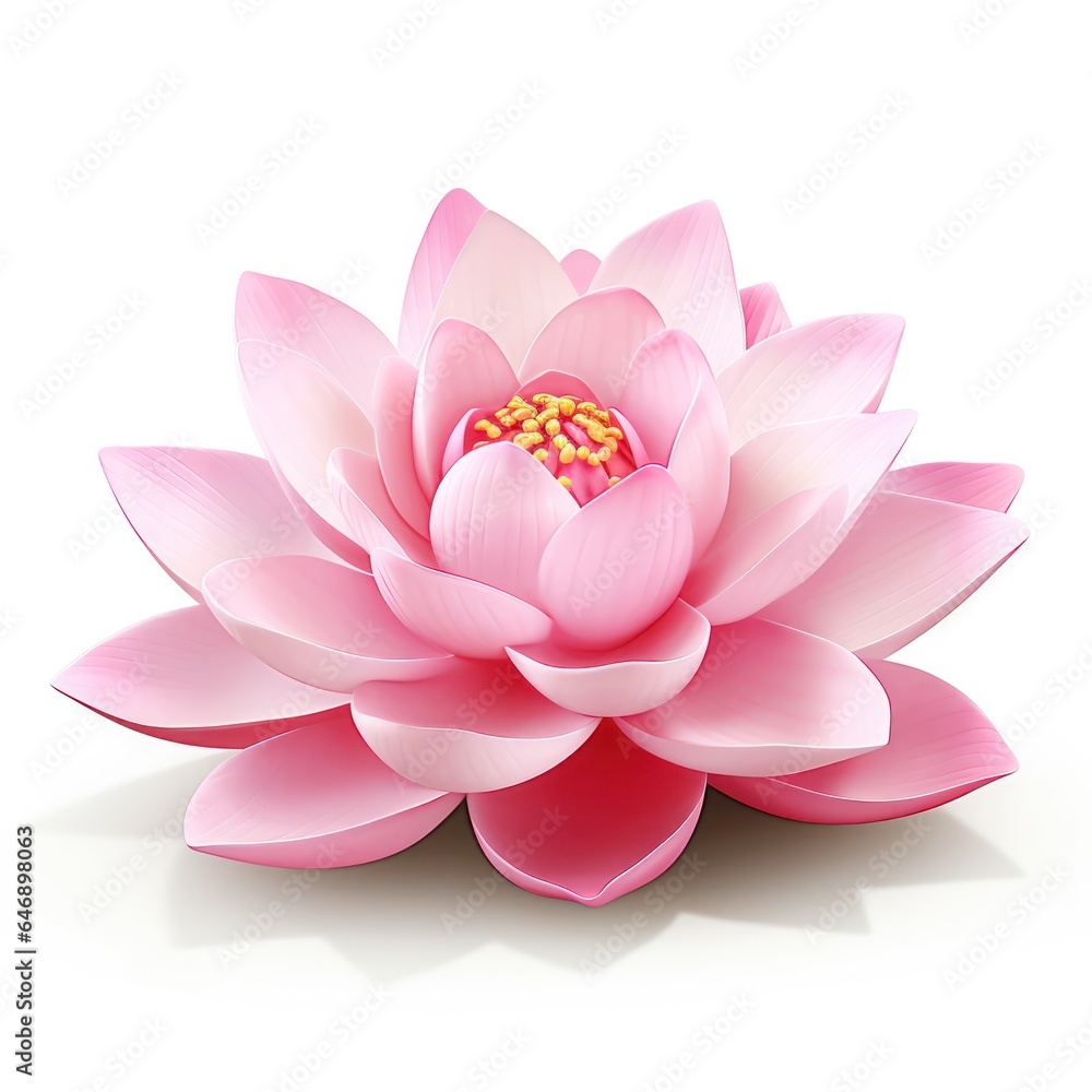 Lotus Flower with Light Pink Petals and Reflection on isolated on White Background Lotus Flower with Light Pink Petals and Reflection on isolated on White Background