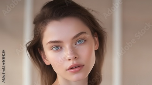 Beautiful young woman with clean perfect skin.