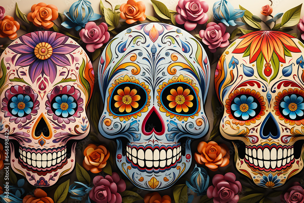 Day of the dead mexican skull pattern Day of the dead mexican skull pattern