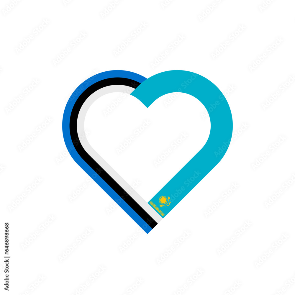 unity concept. heart ribbon icon of estonia and kazakhstan flags. vector illustration isolated on white background unity concept. heart ribbon icon of estonia and kazakhstan flags. vector illustration isolated on white background