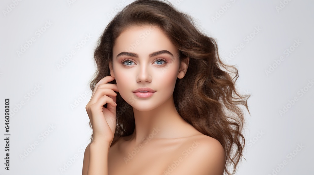 Portrait of beautiful woman and beauty skin care, glowing face Portrait of beautiful woman and beauty skin care, glowing face