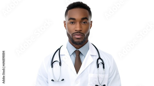 Smiling doctor in a professional uniform, confidently standing with a stethoscope, conveying a friendly and approachable demeanor in a healthcare 