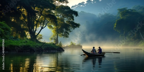 A Beautiful people are boating in river Nature of Bangladesh © Usablestores