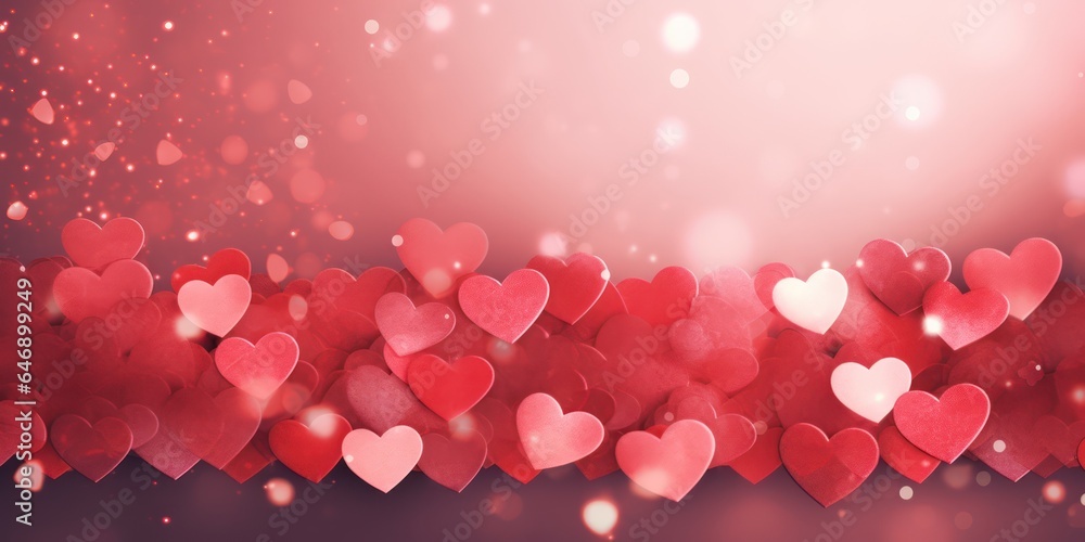 Beautiful Valentines Day Background with Hearts and Glitter
