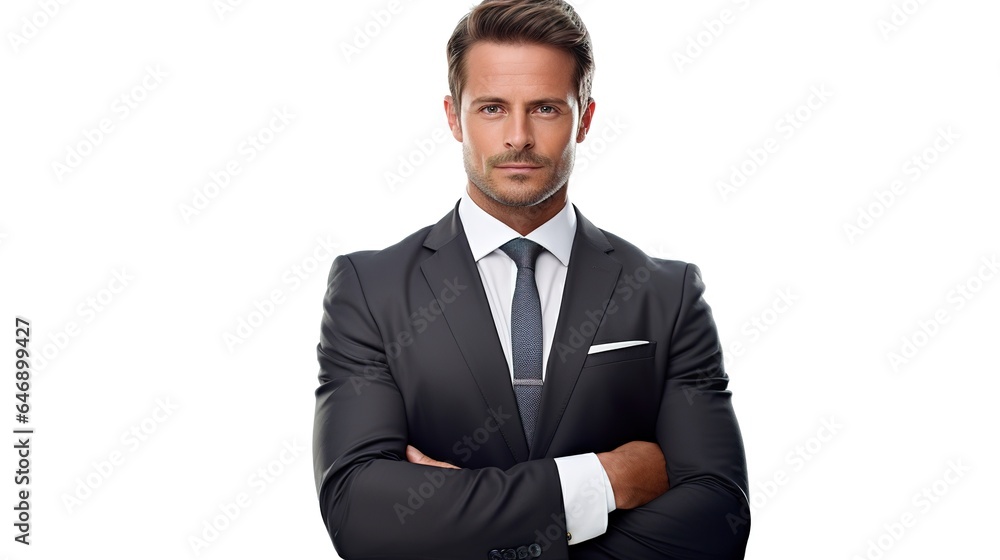 Businessman standing with his arms crossed isolated on white background, Manager or Entrepreneur. Businessman standing with his arms crossed isolated on white background, Manager or Entrepreneur.