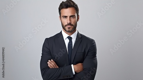Portrait of a handsome businessman isolated on white. generative ai