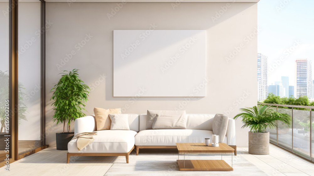 Poster Mockup in einem modernem Haus. Generiert mit KI Poster Mockup in einem modernem Haus. Generiert mit KI