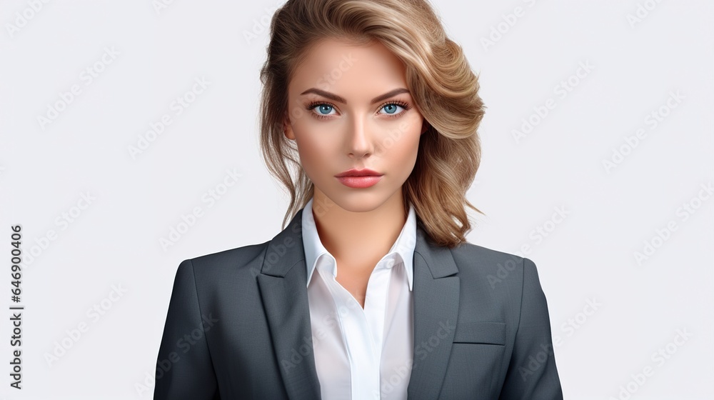 portrait of a business woman looking camera on white studio background portrait of a business woman looking camera on white studio background