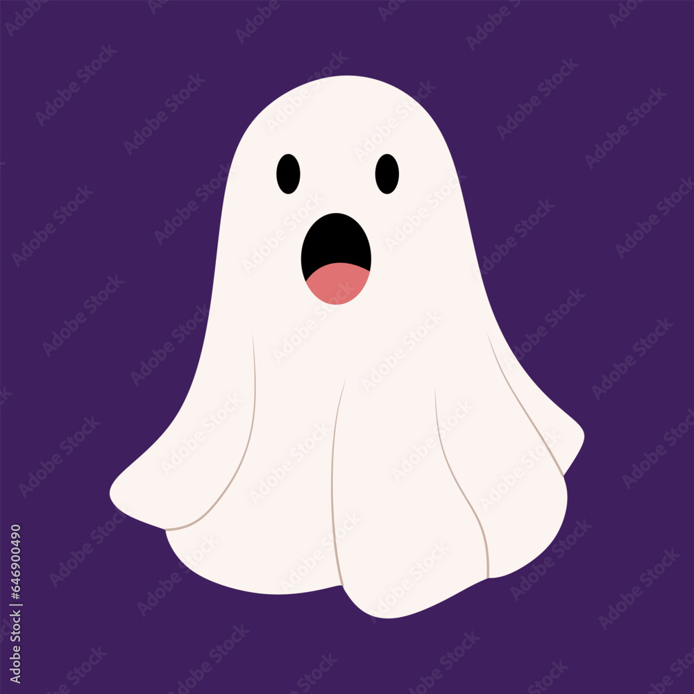 Cute ghost. Childish spooky boo character with a terrible expression on his face. Scary ghost for halloween day isolated. Cute cartoon spooky character. halloween Ghost in flat style. Vector Cute ghost. Childish spooky boo character with a terrible expression on his face. Scary ghost for halloween day isolated. Cute cartoon spooky character. halloween Ghost in flat style. Vector
