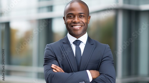 Successful smiling cheerful african american businessman executive. generative ai