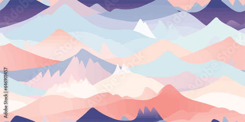 Seamless pattern with landscape, desert, mountains, pastel tones, burnt orange, terracotta colors. Boho wall decor. Abstract Mid century modern minimalist art print. Aesthetic background.