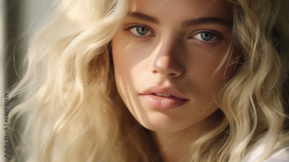 skincare model's face, smile, and beauty are set against a white background. skincare model's face, smile, and beauty are set against a white background.