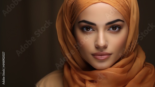 Beautiful beautiful woman with hijab and beauty face skin and makeup
