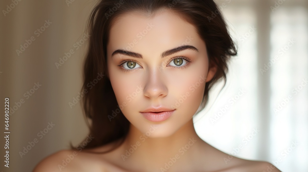Close up beautiful woman face lady beauty cosmetic idea for skin that is well-hydrated Close up beautiful woman face lady beauty cosmetic idea for skin that is well-hydrated