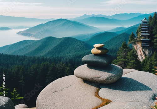 zen stones on the mountain