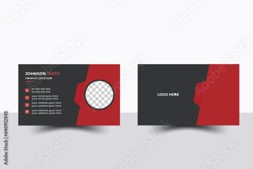 Creative and clean corporate business card template. Business Card Layout with Modern Circular Elements. Flat design vector abstract creative - Vector. Modern and simple business card design with red 