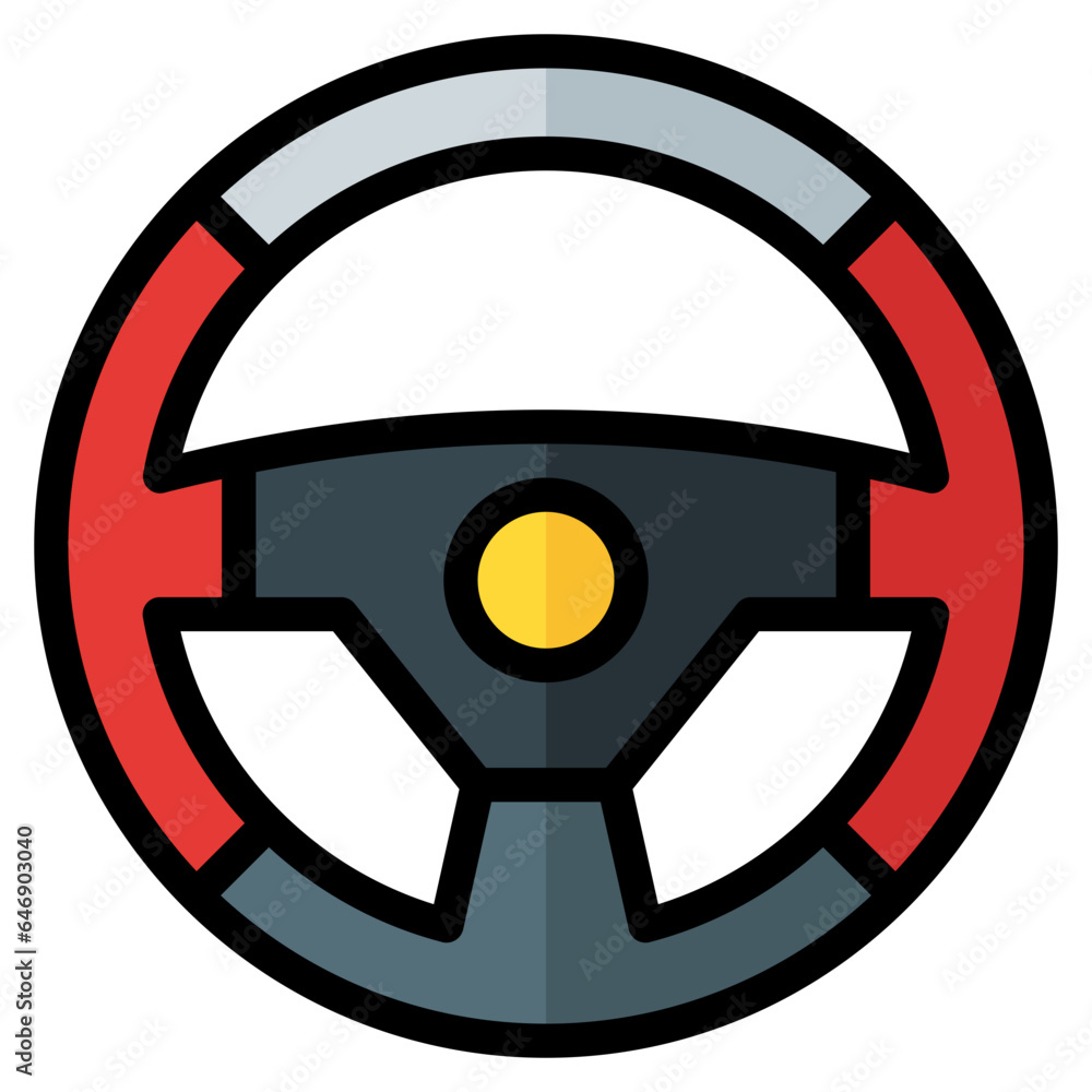 Steering wheel. Vector filled line icon of a car or automobile, symbolizing a machine for driving. It is presented in a filled line style, suitable for mobile concepts and web design Steering wheel. Vector filled line icon of a car or automobile, symbolizing a machine for driving. It is presented in a filled line style, suitable for mobile concepts and web design