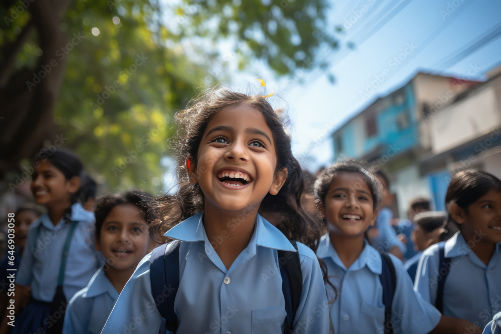 Indian little school children group smiling Indian little school children group smiling