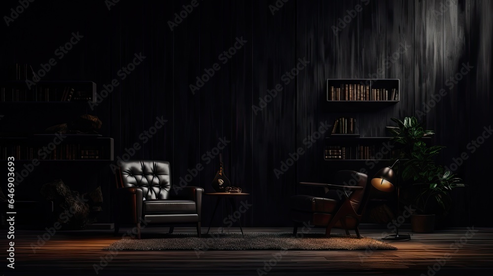 Dark interior background with .