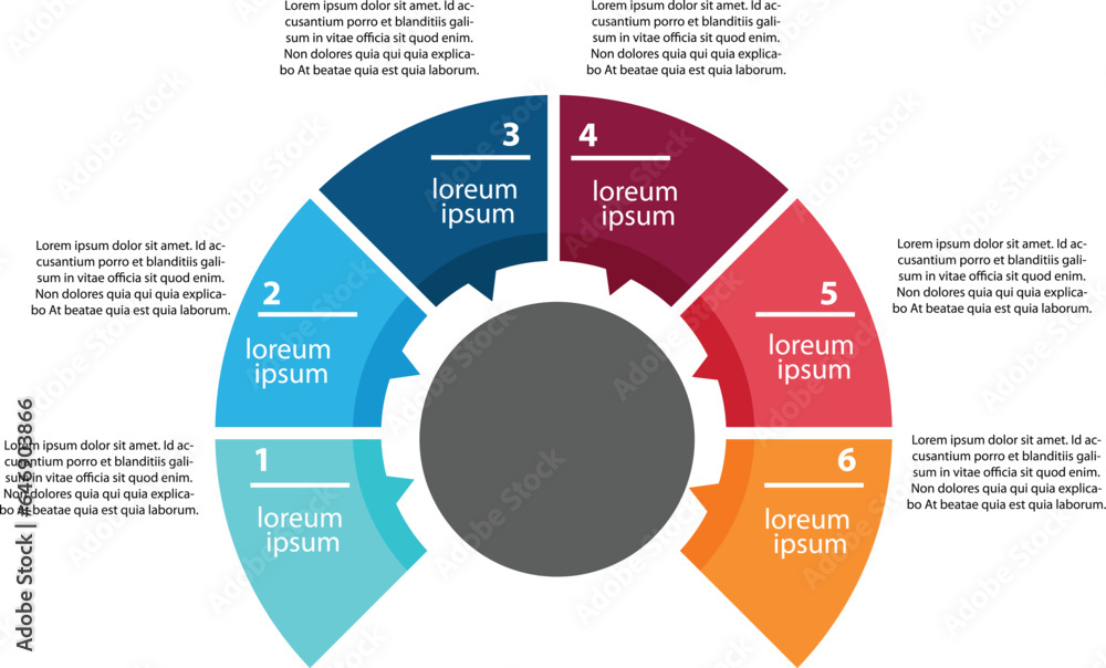 6 section sub circle vector infographics 6 section sub circle vector infographics