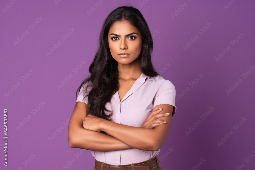 young and confident woman standing with arm crossed young and confident woman standing with arm crossed