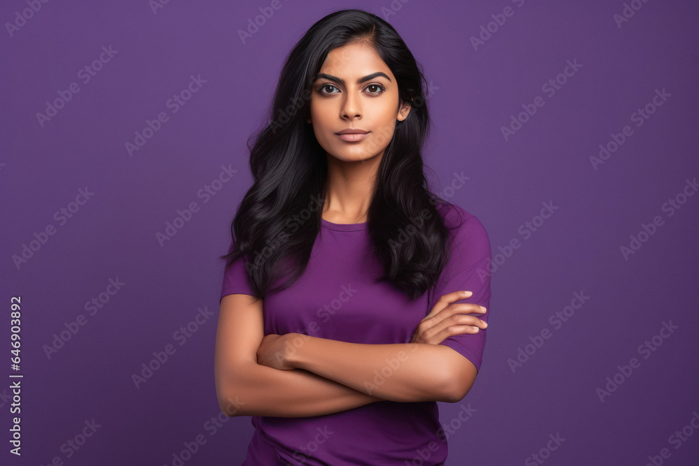 Obraz premium young and confident woman standing with arm crossed