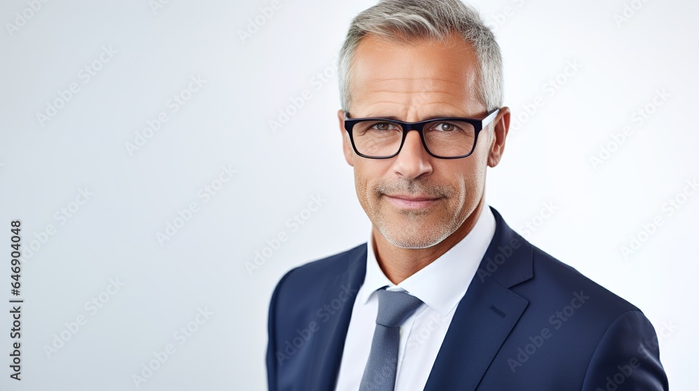 Professional businessman or ceo standing with arms crossed against white background