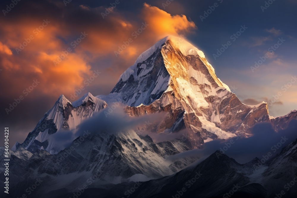 sunrise in the alps mountains