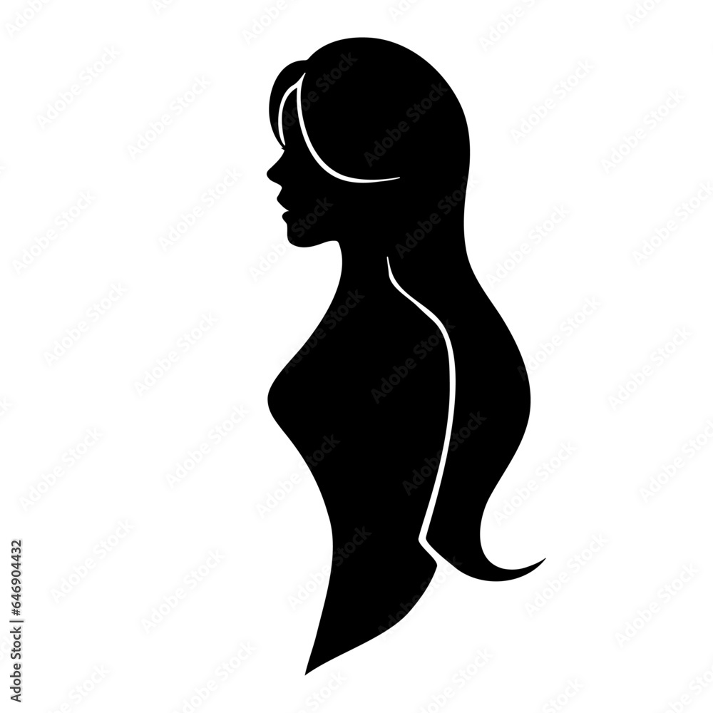 Beauty woman with long hair logo symbol silhouette. vector illustration Beauty woman with long hair logo symbol silhouette. vector illustration