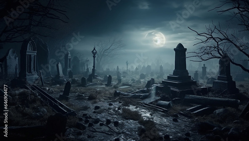 Death cemetery grave tomb night spooky horror dark halloween fear cross