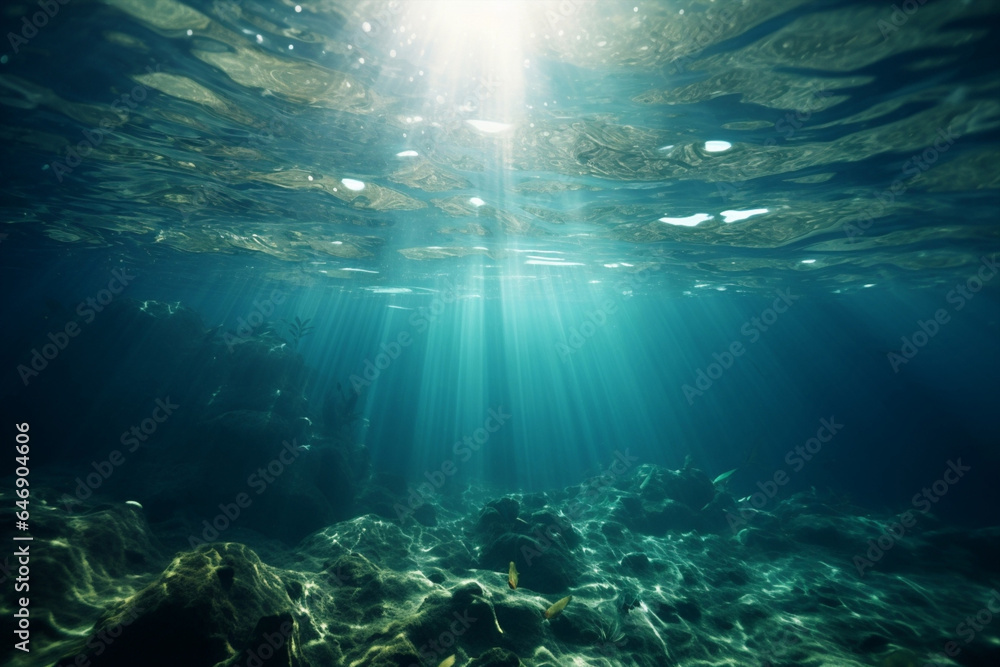 Ocean sun underwater aquatic under deep blue sunlight water sea nature