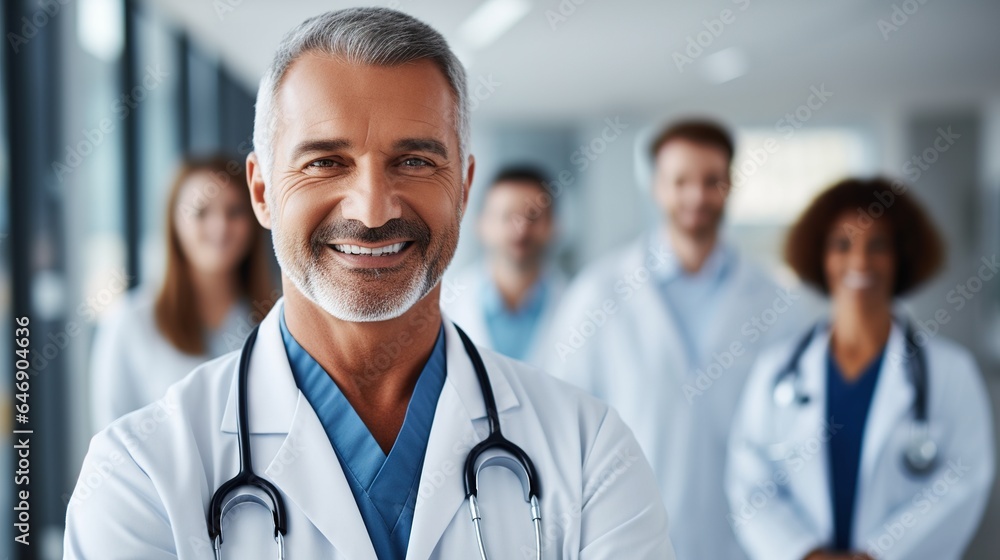 portrait of a smiling professional doctor in hospital. generative ai portrait of a smiling professional doctor in hospital. generative ai