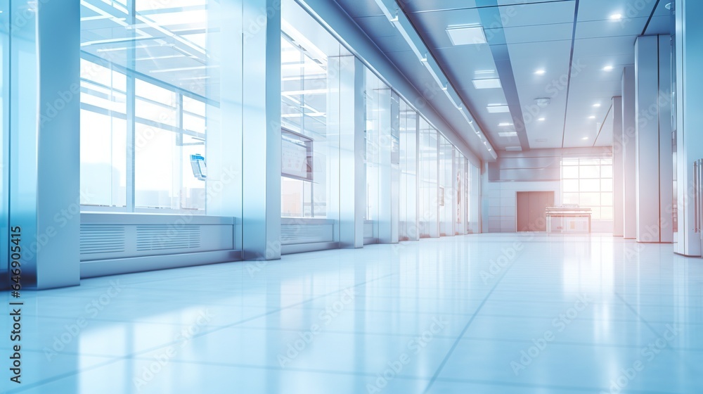blue corridor in hospital modern building. generative ai blue corridor in hospital modern building. generative ai